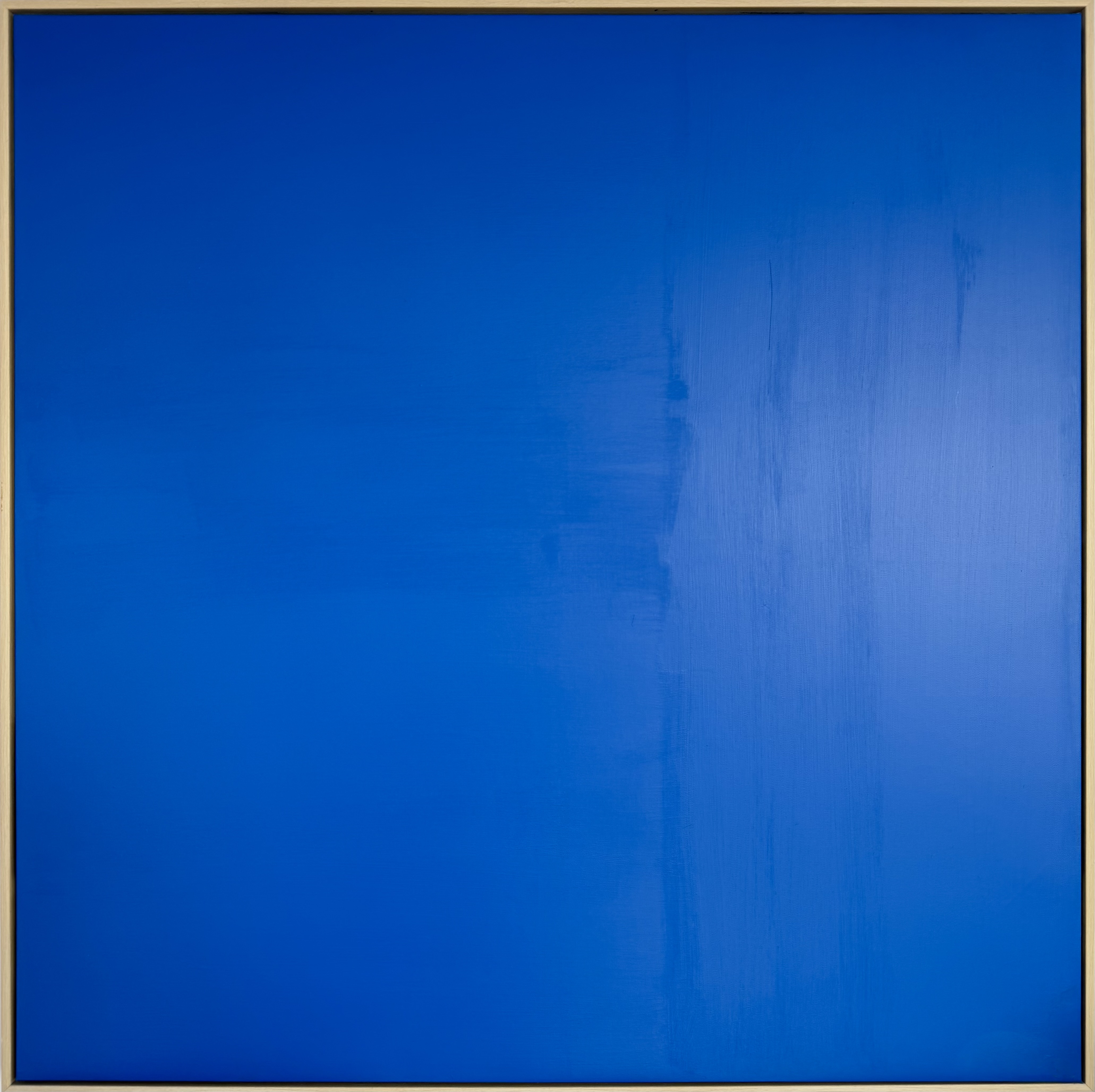 Big Blue #001 - Abstract blue artwork with JL signature in wooden frame